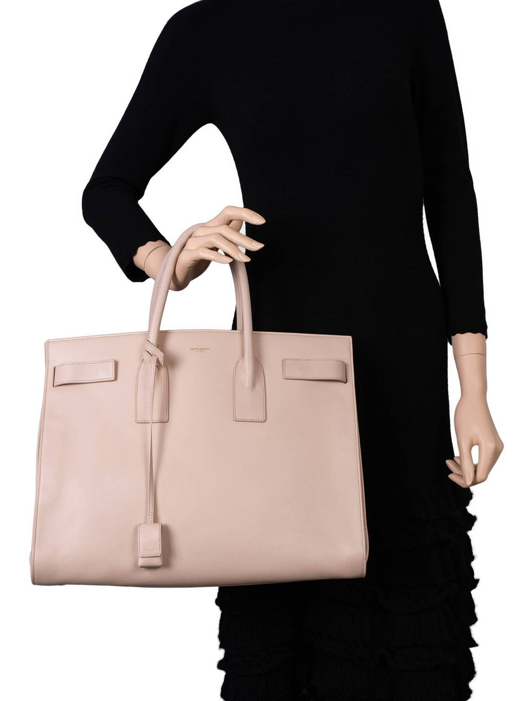 Saint Laurent Calfskin Large Sac De Jour Shopper Bag Beige