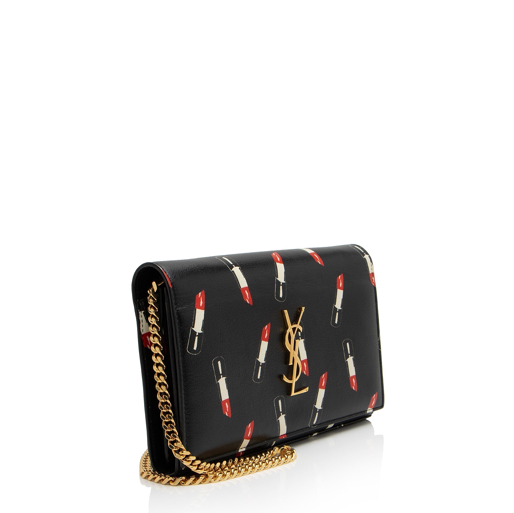 Saint Laurent Calfskin Lipstick Monogram Wallet on Chain (SHF-7LJnWn)