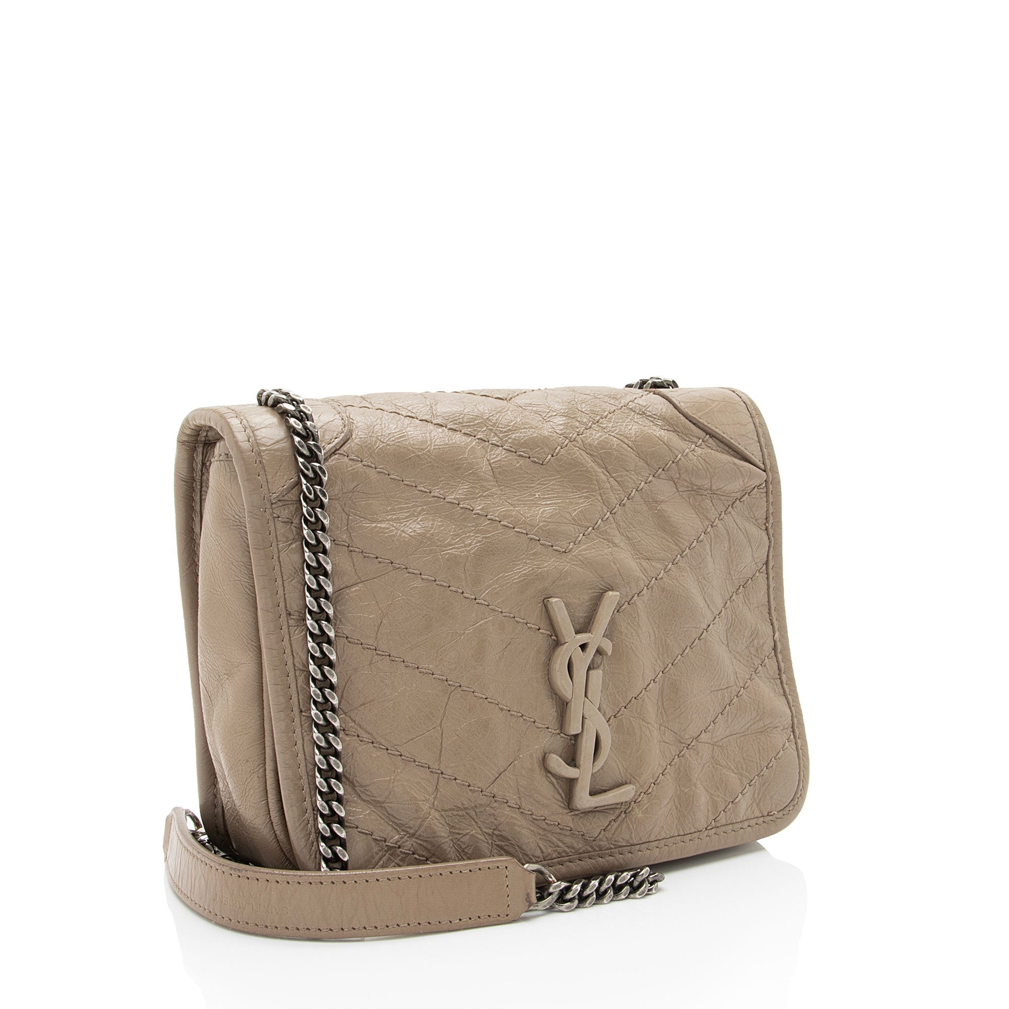 Saint Laurent Crinkled Calfskin Monogram Niki Chain Wallet (SHF-afCOLO)