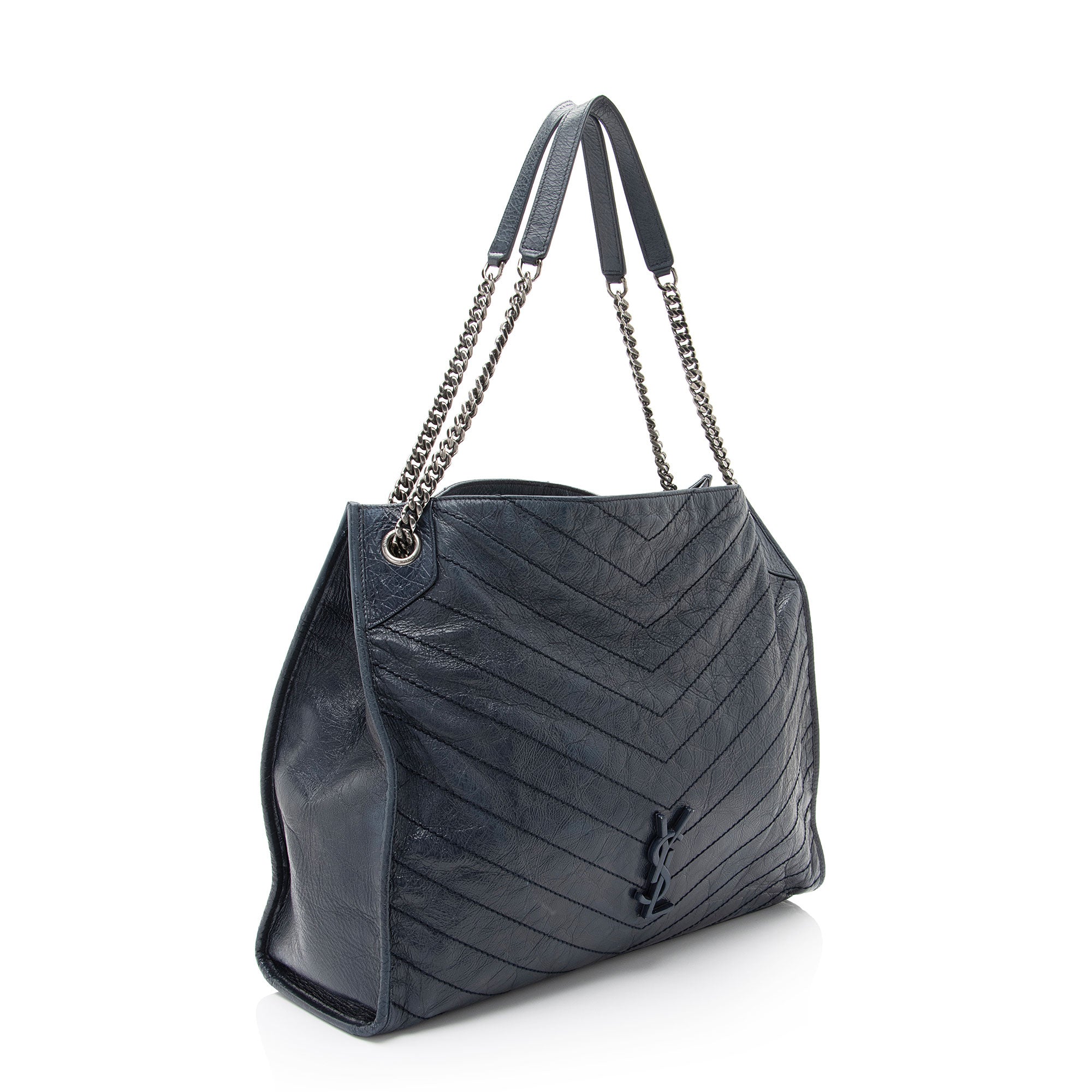 Saint Laurent Crinkled Calfskin Monogram Niki Large Shopping Tote (SHF-3qmmgS)