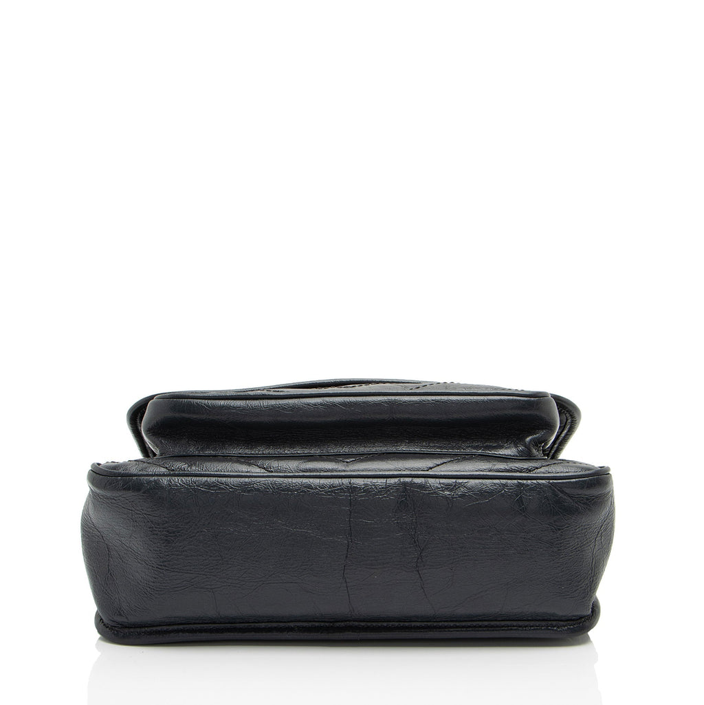 Saint Laurent Crinkled Calfskin Monogram Niki Medium Shoulder Bag (SHF-NH7fO1)