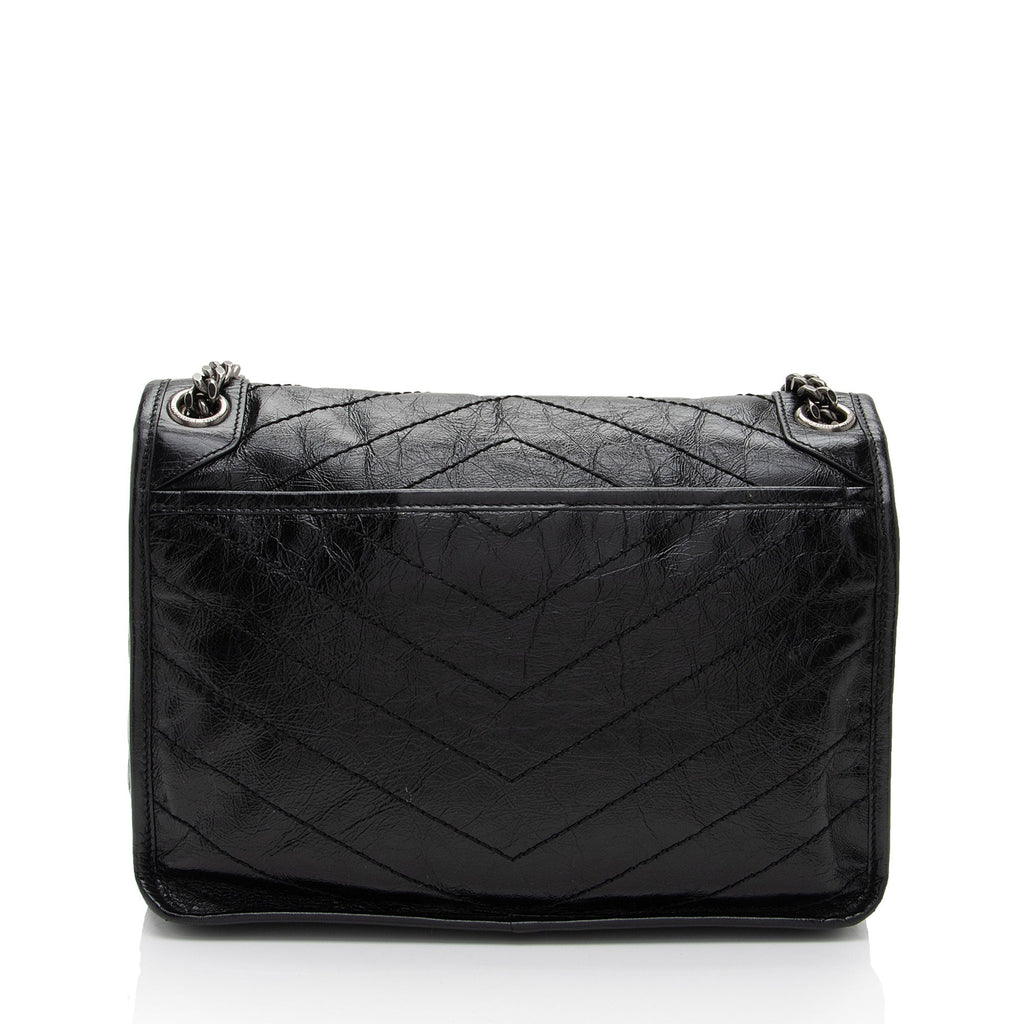 Saint Laurent Crinkled Calfskin Monogram Niki Medium Shoulder Bag (SHF-6JCA4U)