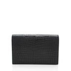 Saint Laurent Croc Embossed Leather Monogram Kate Tassel Chain Wallet (SHF-5rBHmu)