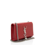 Saint Laurent Croc Embossed Leather Monogram Kate Tassel Mini Shoulder Bag (SHF-ULEaZy)