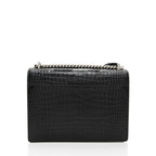 Saint Laurent Croc Embossed Leather Monogram Sunset Medium Shoulder Bag (SHF-M2o6S1)