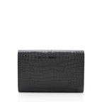 Saint Laurent Croc Embossed Leather Monogram Uptown Chain Wallet (SHF-nn92UW)