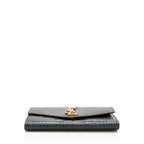 Saint Laurent Croc Embossed Leather Monogram Uptown Chain Wallet (SHF-nn92UW)