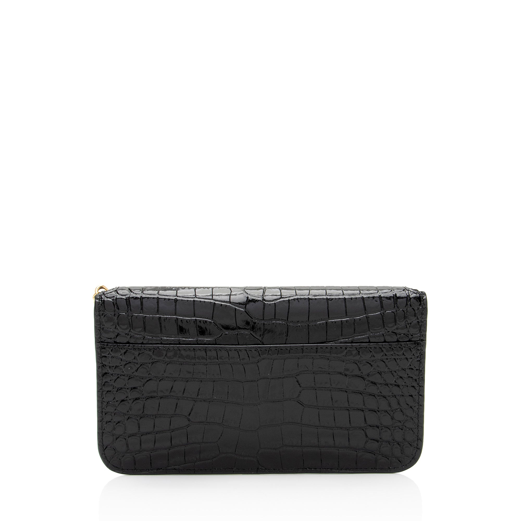 Saint Laurent Croc Embossed Monogram Phone Holder Shoulder Bag (SHF-EFRcxI)