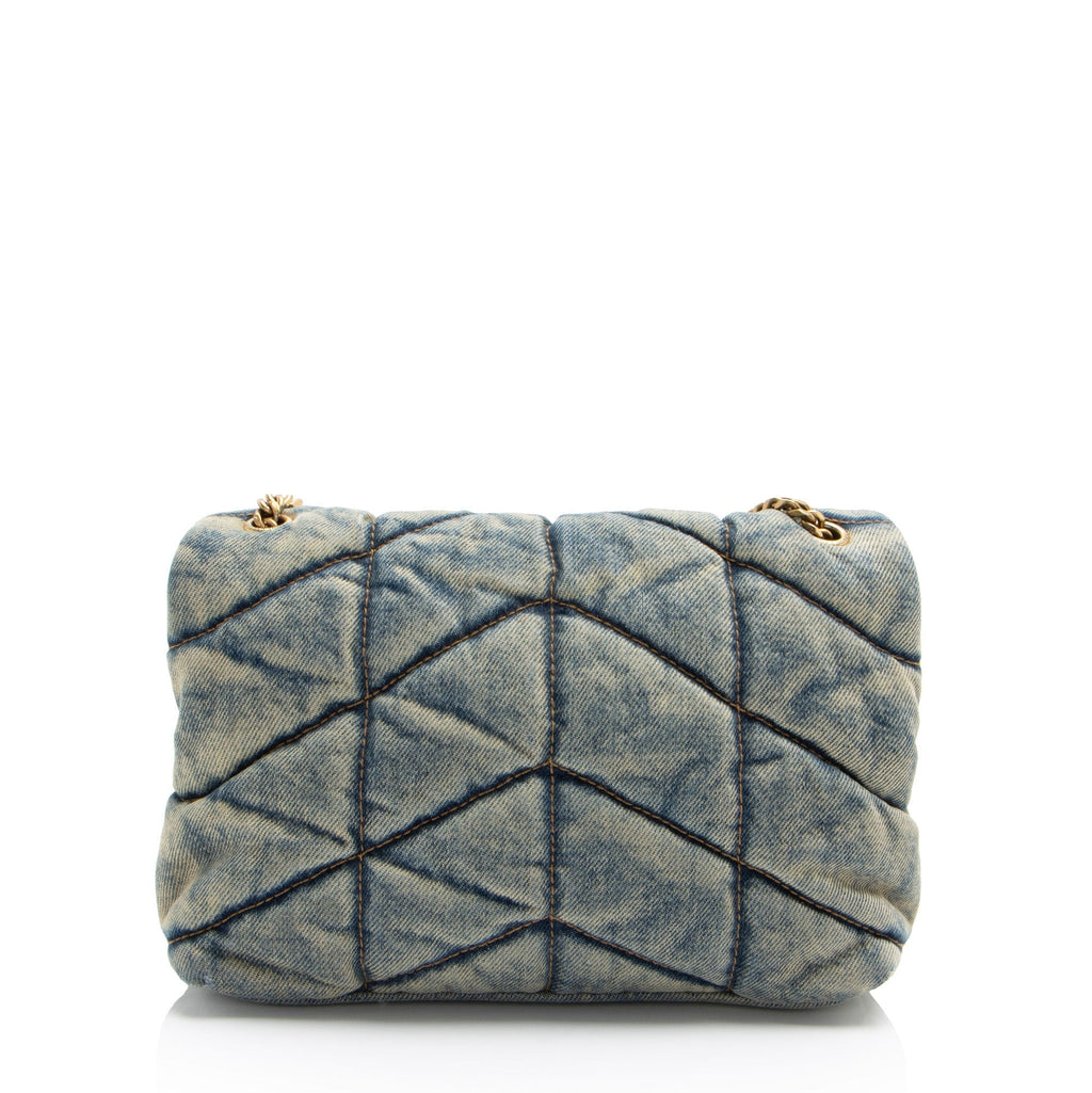 Saint Laurent Denim Monogram Puffer LouLou Shoulder Bag (SHF-StqMjt)