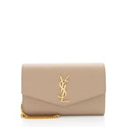 Saint Laurent Grain De Poudre Monogram Uptown Chain Wallet (SHF-wooMCi)