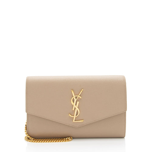 Saint Laurent Grain De Poudre Monogram Uptown Chain Wallet (SHF-wooMCi)