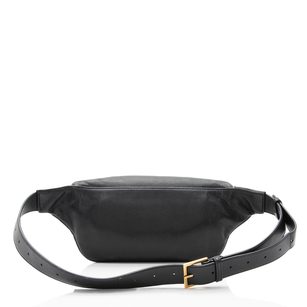 Saint Laurent Grain de Poudre Monogram Cassandre Belt Bag (SHF-Gvv9El)