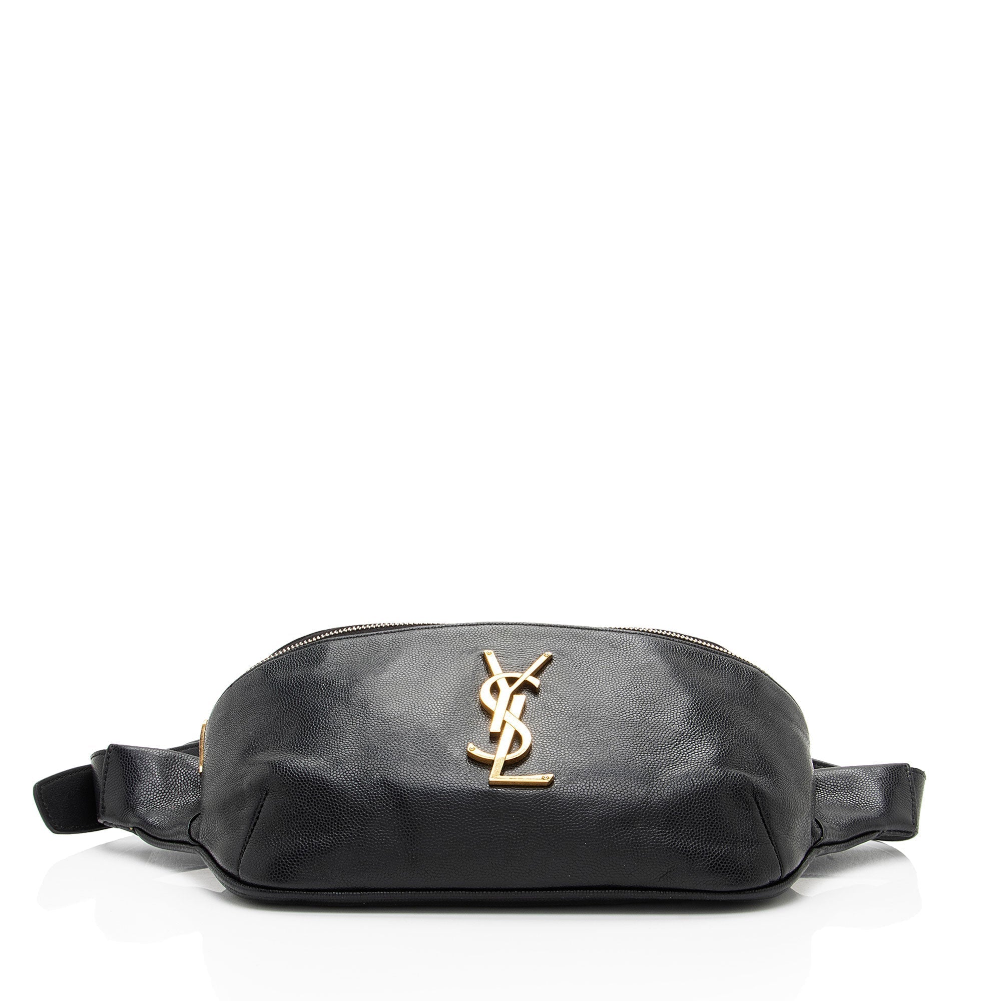 Saint Laurent Grain de Poudre Monogram Cassandre Belt Bag (SHF-Gvv9El)