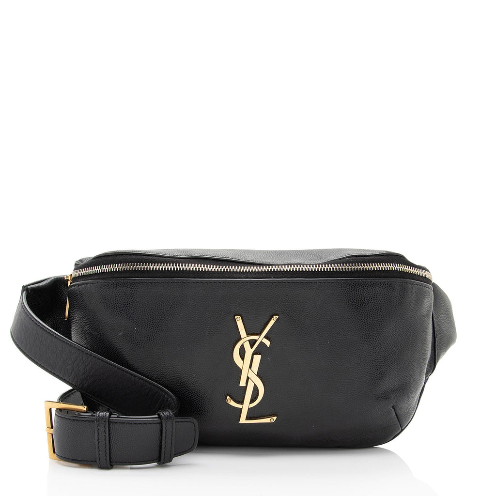 Saint Laurent Grain de Poudre Monogram Cassandre Belt Bag (SHF-Gvv9El)