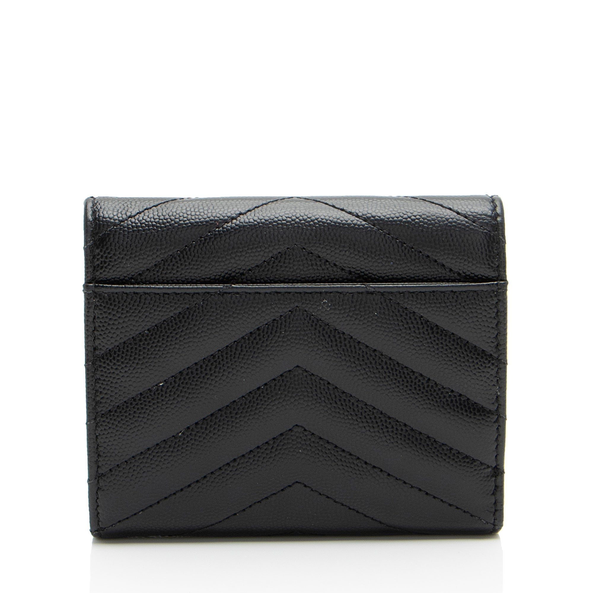 Saint Laurent Grain de Poudre Monogram Compact Tri-Fold Wallet (SHF-j0cHxO)