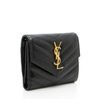 Saint Laurent Grain de Poudre Monogram Compact Tri-Fold Wallet (SHF-j0cHxO)