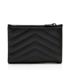 Saint Laurent Grain de Poudre Monogram Cassandre Fragments Bifold Wallet (SHF-hsZlQk)