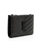 Saint Laurent Grain de Poudre Monogram Cassandre Fragments Bifold Wallet (SHF-hsZlQk)