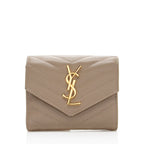 Saint Laurent Grain de Poudre Monogram Small Tri-Fold Wallet (SHF-18495)