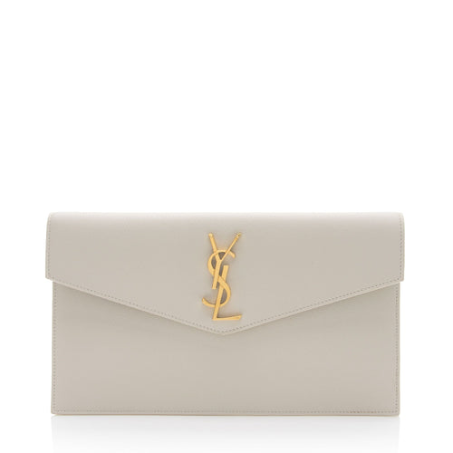 Saint Laurent Grain de Poudre Monogram Uptown Envelope Clutch (SHF-I4jwEP)