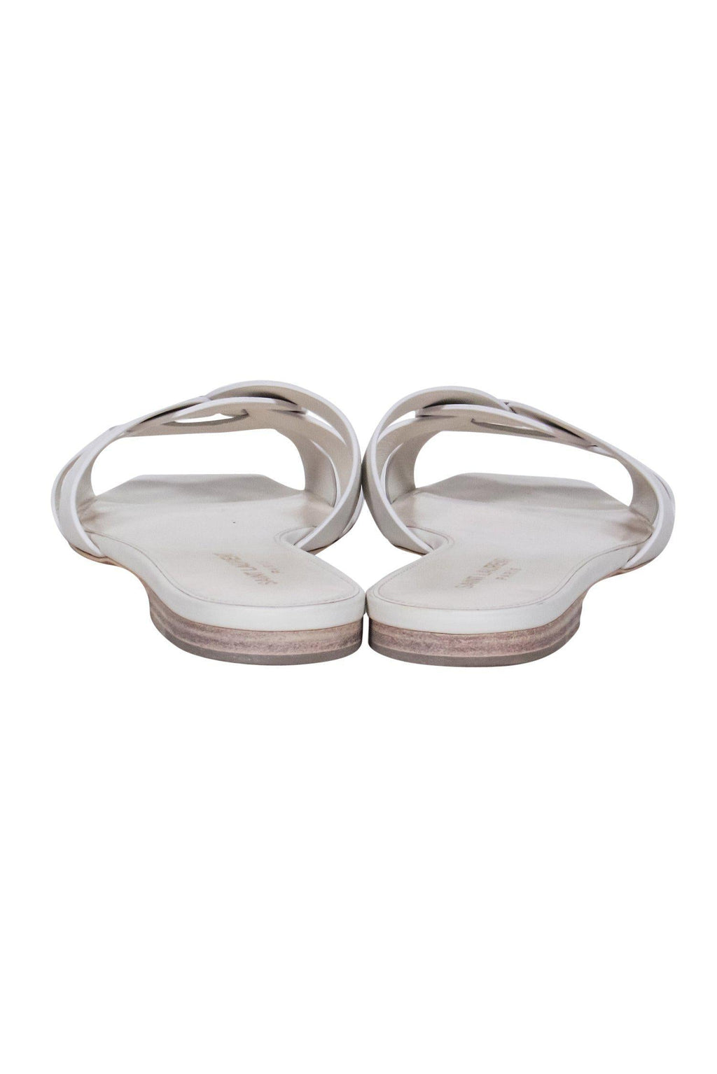 Saint Laurent - Ivory Woven Leather "Nu Pieds" Slide Sandals Sz 9