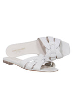 Saint Laurent - Ivory Woven Leather "Nu Pieds" Slide Sandals Sz 9