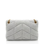 Saint Laurent Jersey Monogram Puffer LouLou Chain Small Shoulder Bag (SHF-4K6KAV)