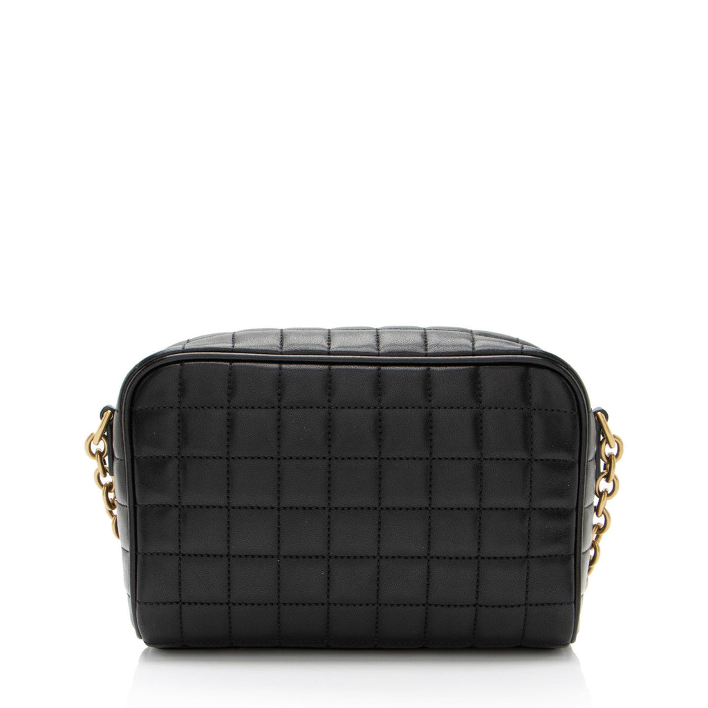 Saint Laurent Lambskin Matelasse Carre Monogram Cassandre Camera Bag (SHF-RGUZXr)