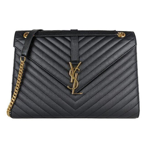SAINT LAURENT CHEVRON QUILTED CALFSKIN LARGE ENVELOPE BAG