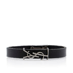 Saint Laurent Leather Monogram Cassandre Bracelet (SHF-lyrN0X)