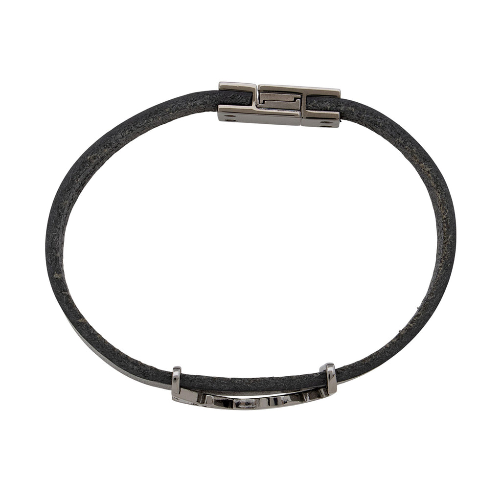 Saint Laurent Leather Monogram Cassandre Bracelet (SHF-lyrN0X)