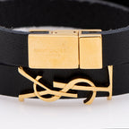 Saint Laurent Leather Monogram Double Wrap Bracelet (SHF-ojgNrH)