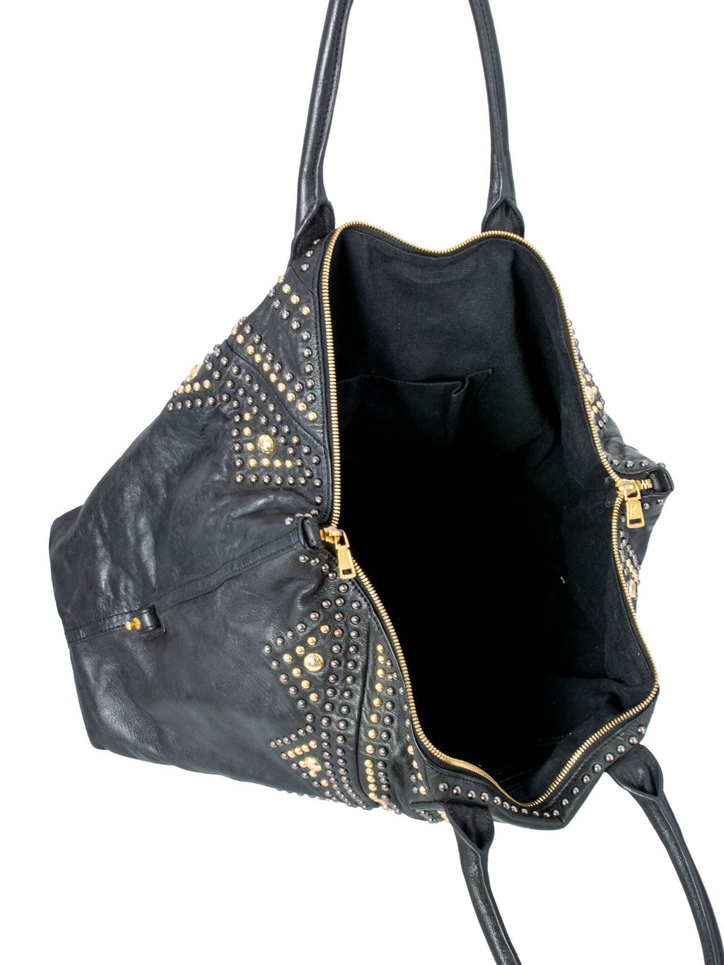 Saint Laurent Leather Studded Y Large Shopper Bag Black