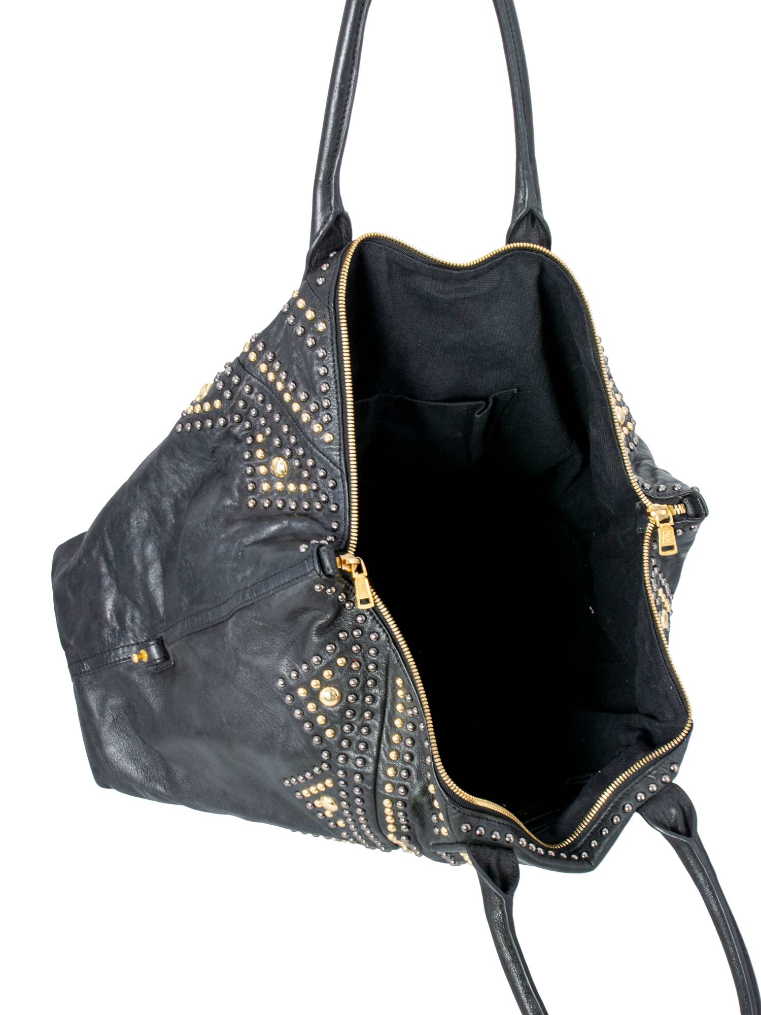 Saint Laurent Leather Studded Y Large Shopper Bag Black