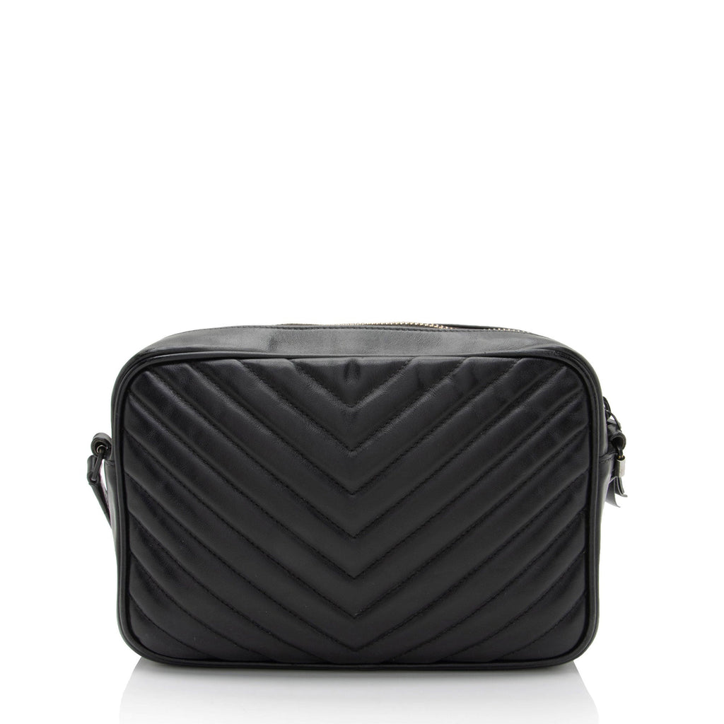 Saint Laurent Matelasse Calfskin Matte Black Monogram Lou Camera Bag (SHF-PIyVqF)