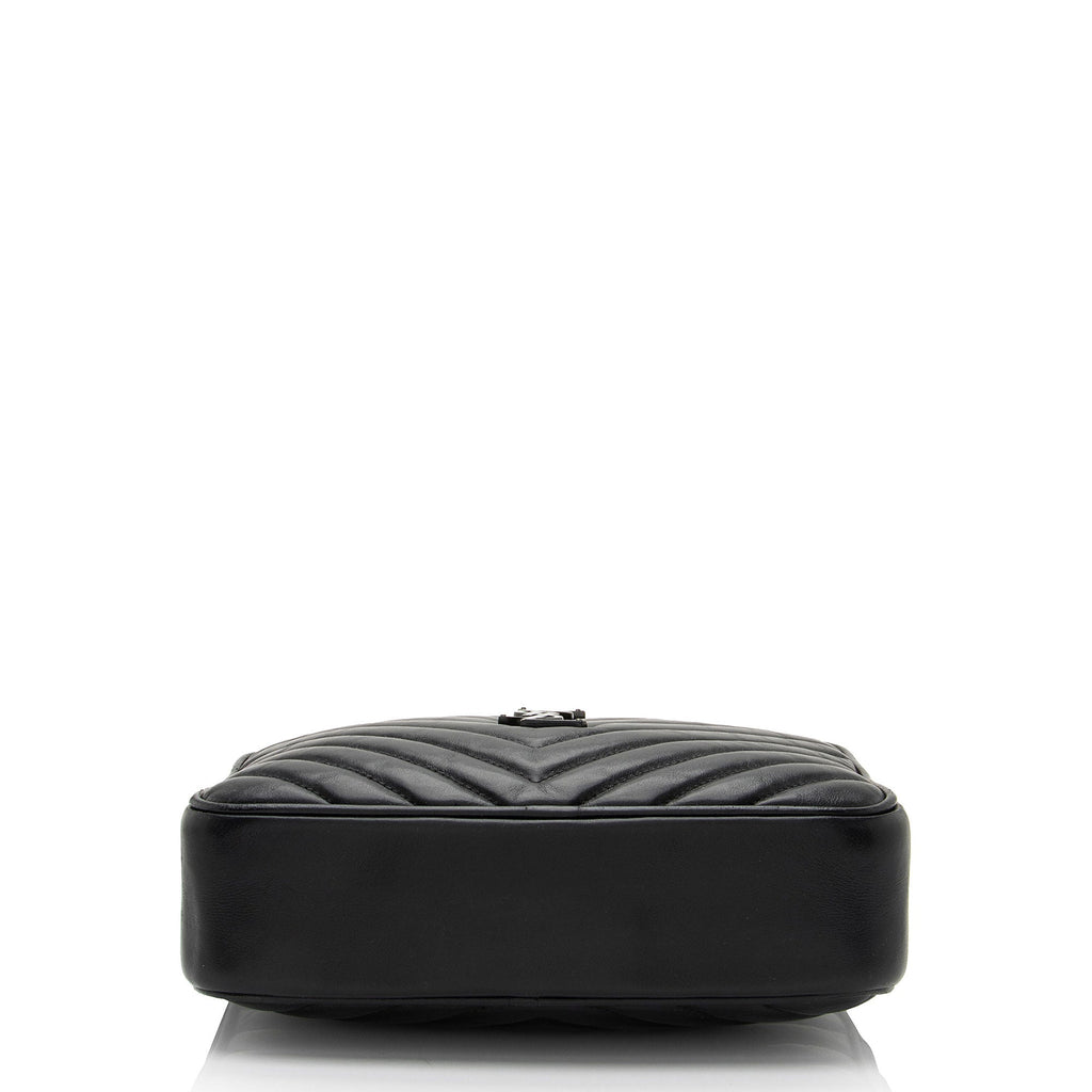 Saint Laurent Matelasse Calfskin Matte Black Monogram Lou Camera Bag (SHF-PIyVqF)