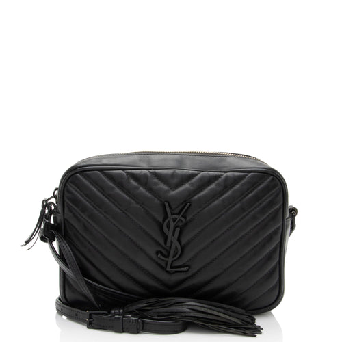 Saint Laurent Matelasse Calfskin Matte Black Monogram Lou Camera Bag (SHF-PIyVqF)