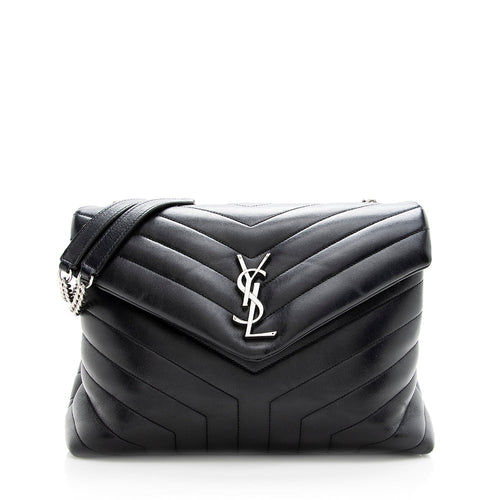 Saint Laurent Matelasse Calfskin Monogram LouLou Chain Medium Shoulder Bag (SHF-19046)