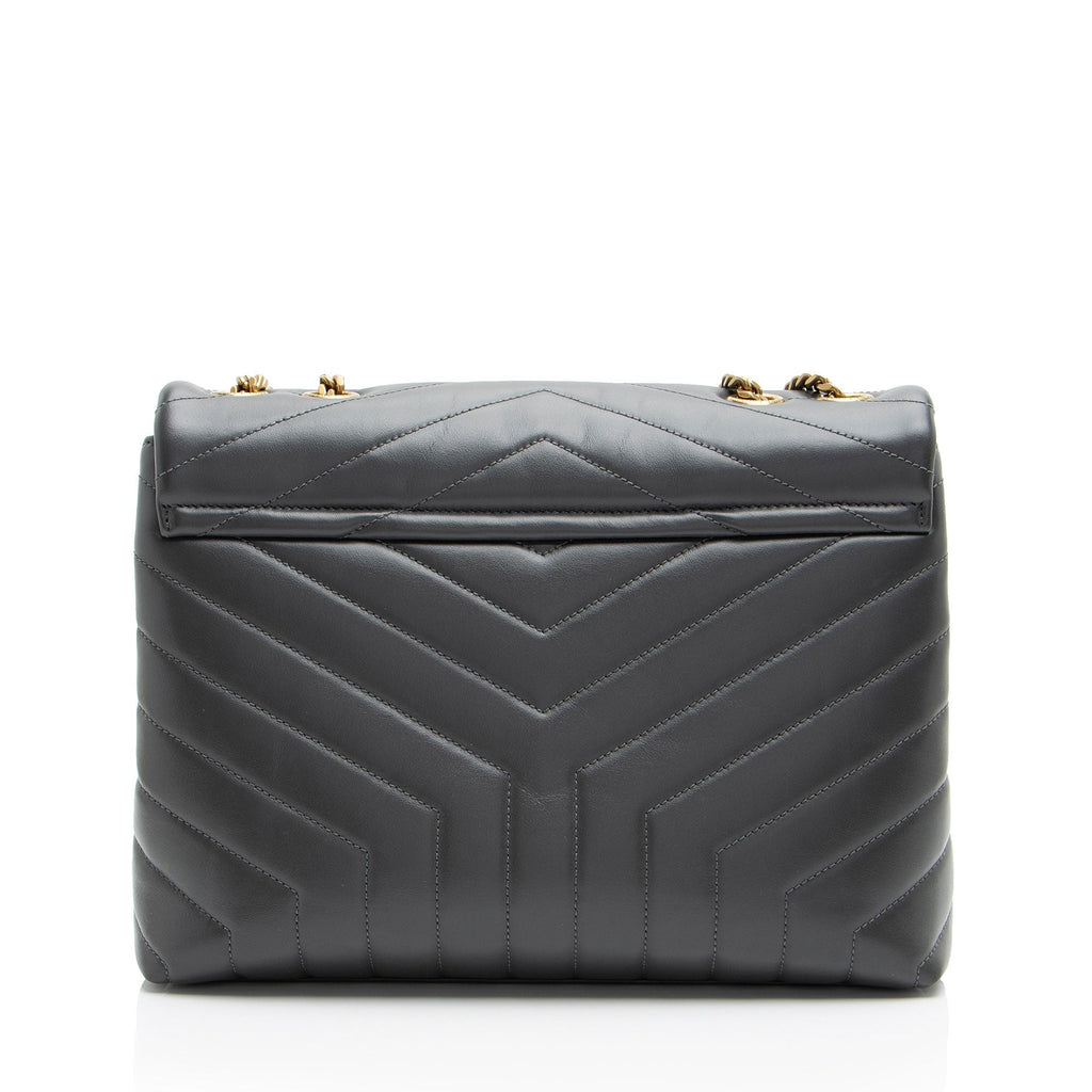 Saint Laurent Matelasse Calfskin Monogram LouLou Chain Medium Shoulder Bag (SHF-W4gfSq)