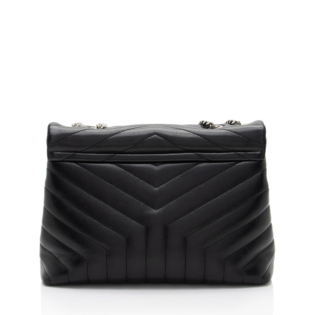 Saint Laurent Matelasse Calfskin Monogram LouLou Chain Medium Shoulder Bag (SHF-qrpSTt)