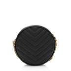 Saint Laurent Matelasse Calfskin Monogram Vinyle Round Camera Bag (SHF-uS4MX2)