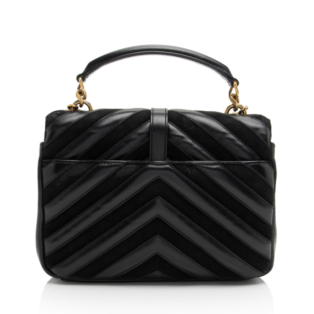 Saint Laurent Matelasse Calfskin Suede Monogram College Medium Shoulder Bag (SHF-UA4qfG)