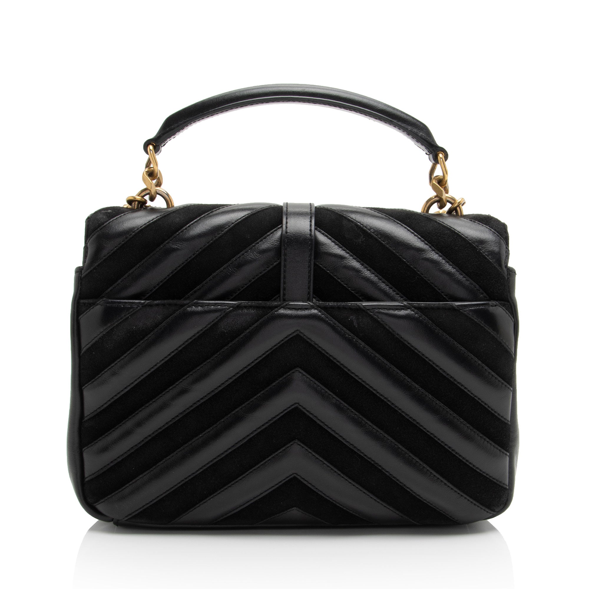 Saint Laurent Matelasse Calfskin Suede Monogram College Medium Shoulder Bag (SHF-UA4qfG)