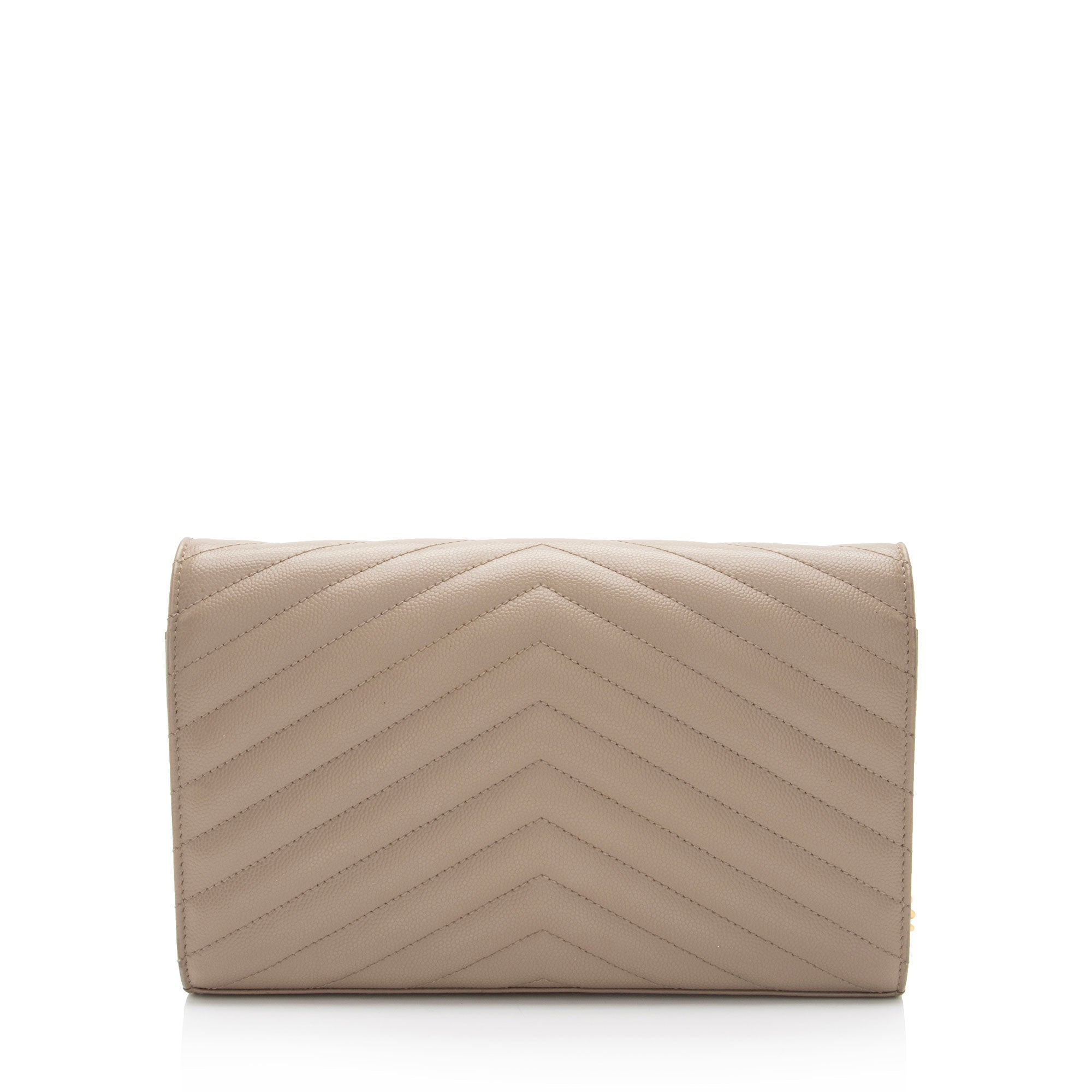 Saint Laurent Matelasse Grain de Poudre Monogram Chain Wallet - FINAL SALE (SHF-Veay8o)
