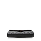 Saint Laurent Matelasse Grain de Poudre Monogram Chain Wallet (SHF-18470)