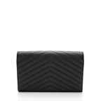 Saint Laurent Matelasse Grain de Poudre Monogram Chain Wallet (SHF-AaSbvm)