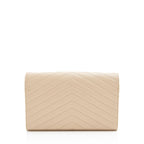 Saint Laurent Matelasse Grain de Poudre Monogram Chain Wallet (SHF-4h5maT)