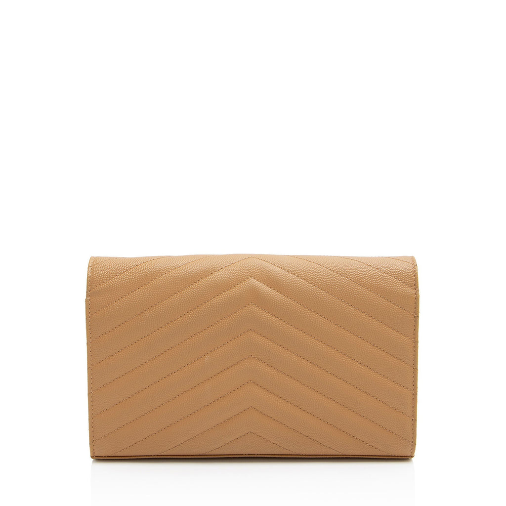 Saint Laurent Matelasse Grain de Poudre Monogram Chain Wallet (SHF-VGvD82)