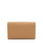 Saint Laurent Matelasse Grain de Poudre Monogram Chain Wallet (SHF-VGvD82)