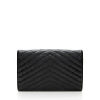 Saint Laurent Matelasse Grain de Poudre Monogram Chain Wallet (SHF-CtcP6l)